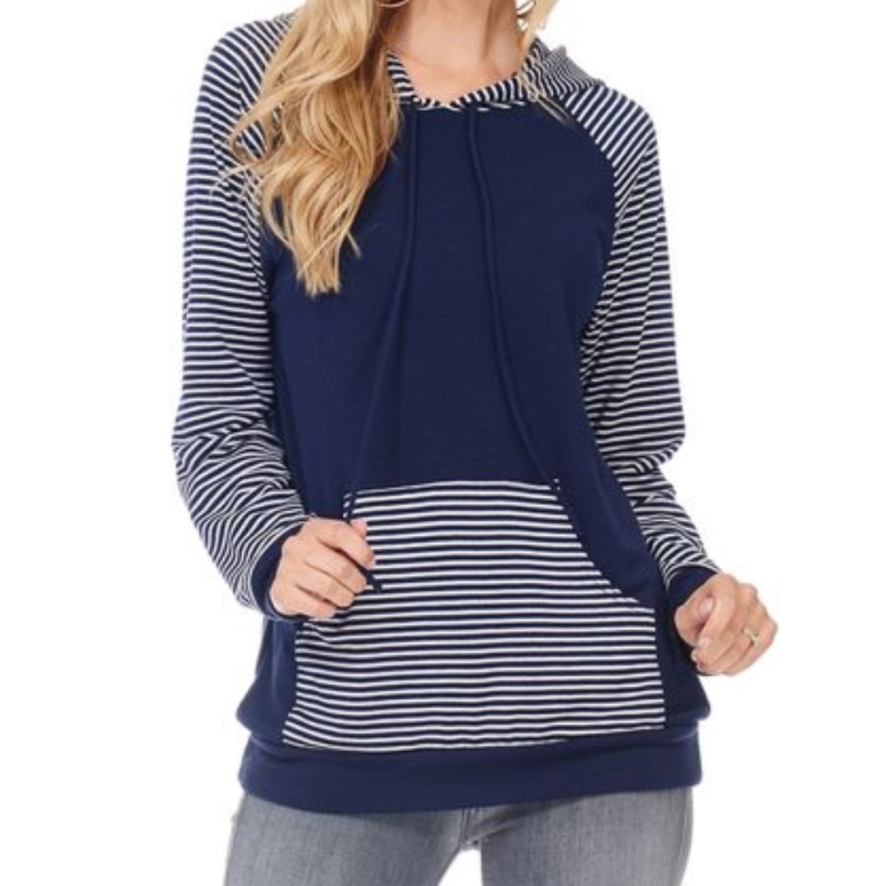 Layla Navy Striped Hoodie